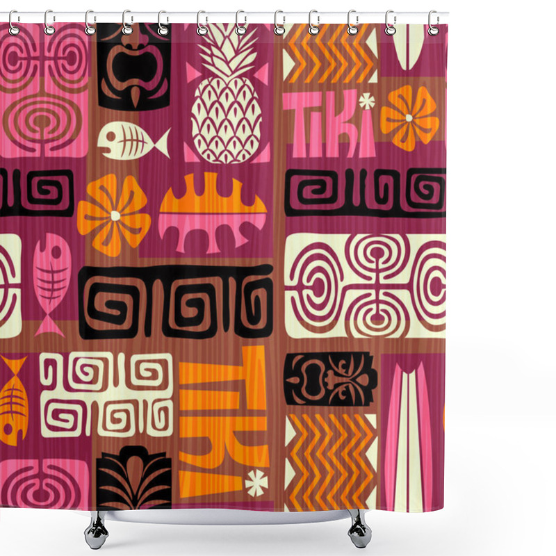 Personality  Seamless Retro Exotic Tiki Pattern. Vector Illustration Shower Curtains