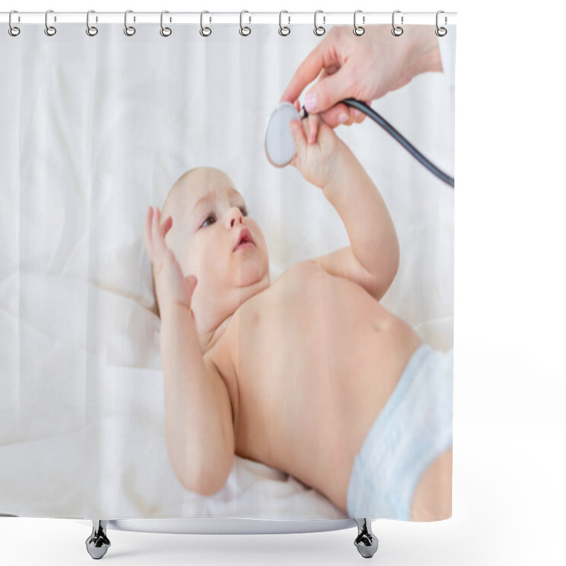 Personality  Baby Boy With Stethoscope  Shower Curtains