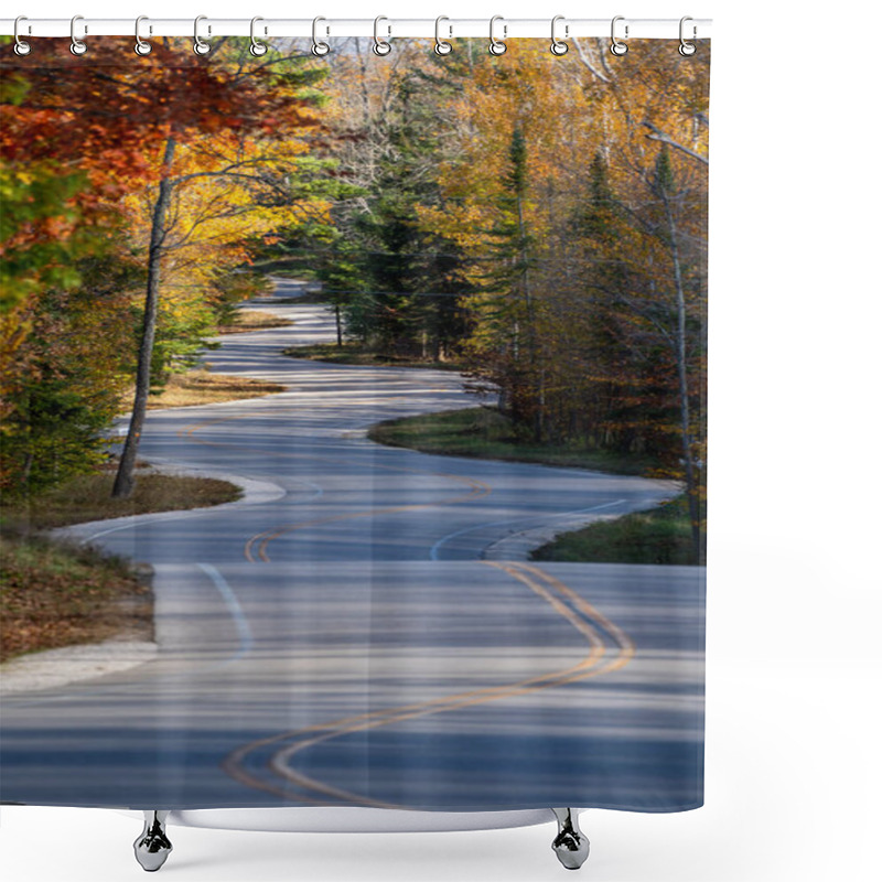 Personality  Door County Curvy Road In The Fall Autumn Season In Wisconsin Shower Curtains