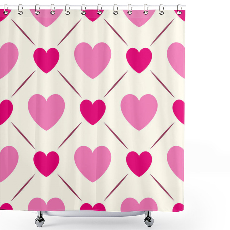 Personality  Seamless Geometric Pattern With Hearts. Vector Illustration Shower Curtains