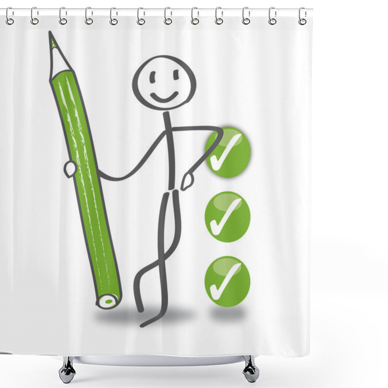 Personality  Stick Figure With Checkbox Shower Curtains