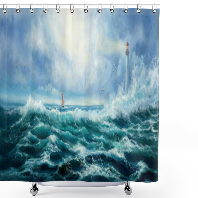 Personality  Lighthouse Shower Curtains