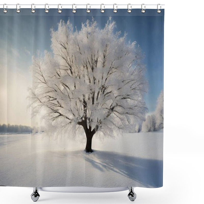 Personality  Winter Forest Snow Covered Tree Shower Curtains