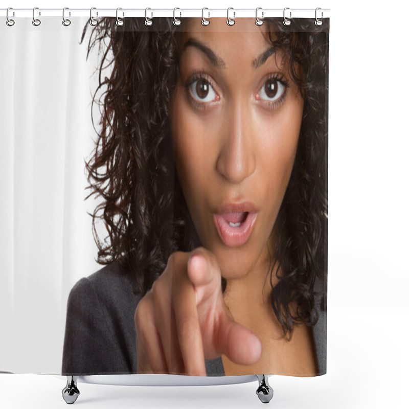 Personality  Pointing Woman Shower Curtains