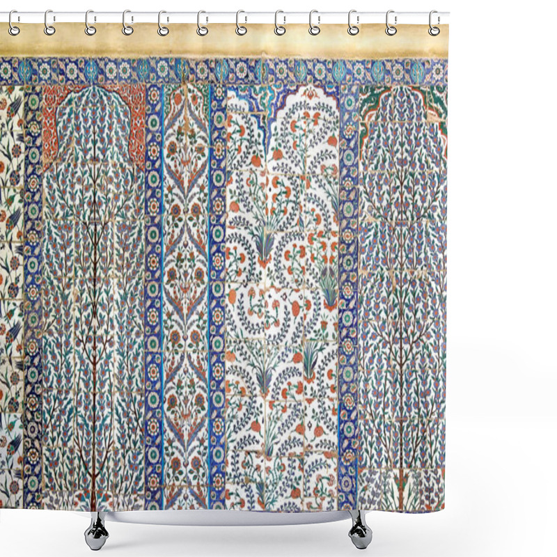 Personality  30.12.2009 ISTANBUL TURKEY.Floral Patterned Tile From Blue Mosque,ancient Ottoman Era. Shower Curtains