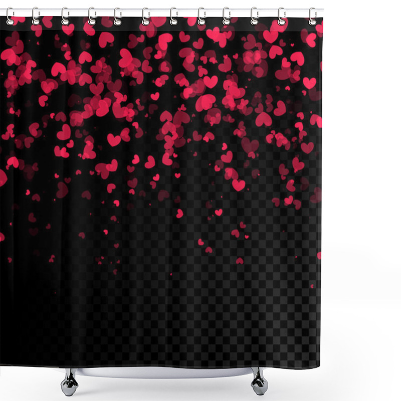 Personality  Falling Hearts Background. Vector Black Backgound Shower Curtains