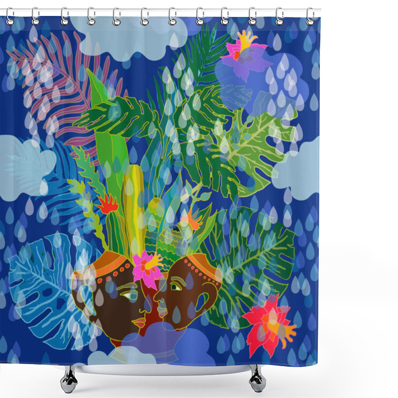 Personality  Rain In Tropical Forest.  Shower Curtains