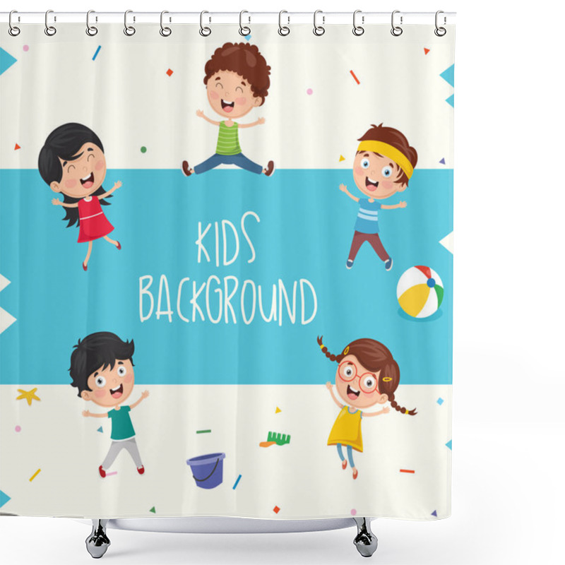 Personality  Vector Ilustration Of Summer Kids Shower Curtains