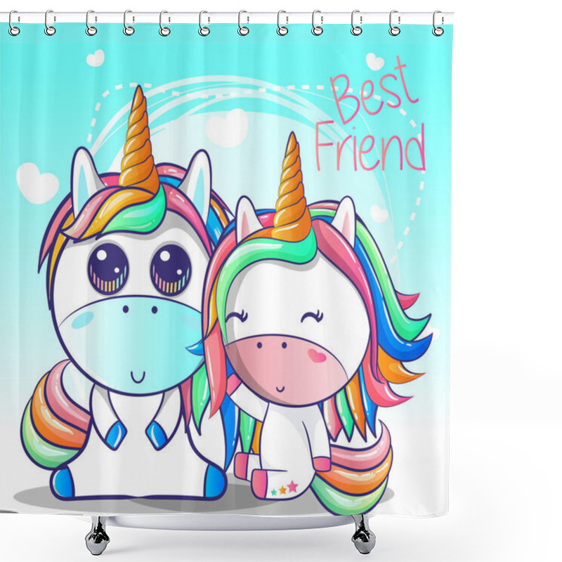 Personality  Cute Couple Unicorn Cartoon Shower Curtains