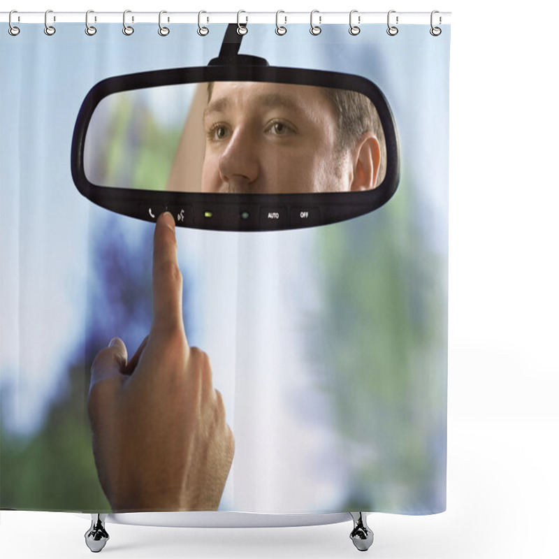 Personality  Rear-view Mirror In A Car Shower Curtains