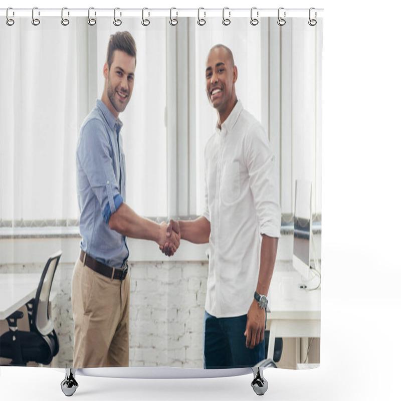 Personality  Businessmen Shaking Hands Shower Curtains