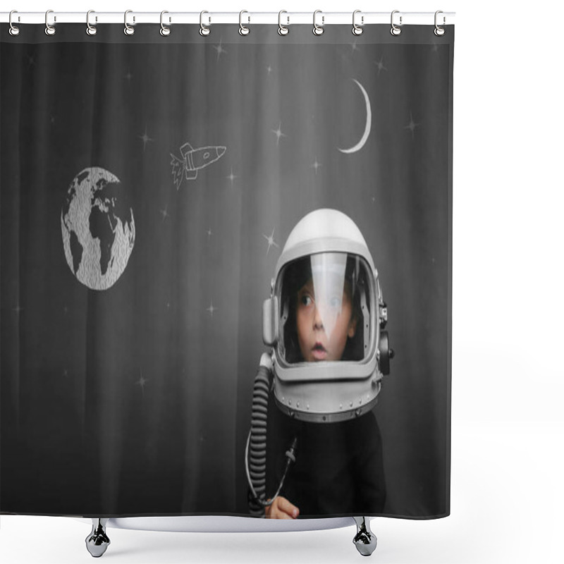 Personality  Small Child Wants To Fly An Airplane Wearing An Airplane Helmet Shower Curtains