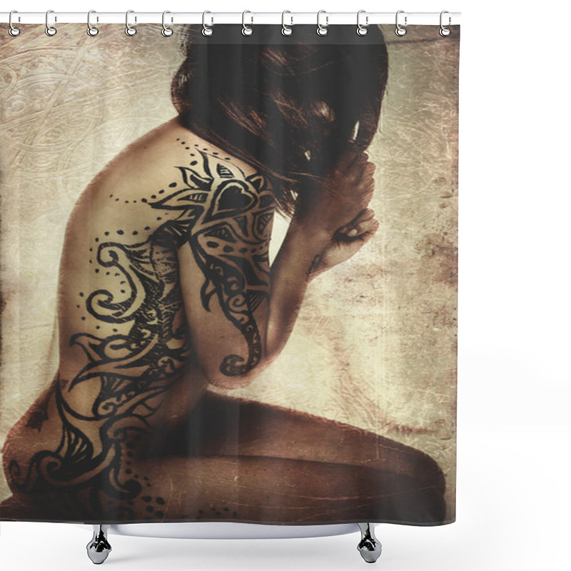 Personality  Latin Woman With Tattoos On The Skin Shower Curtains