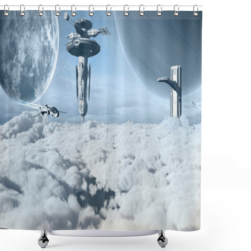 Personality  Futuristic Buildings On Another Planet Shower Curtains