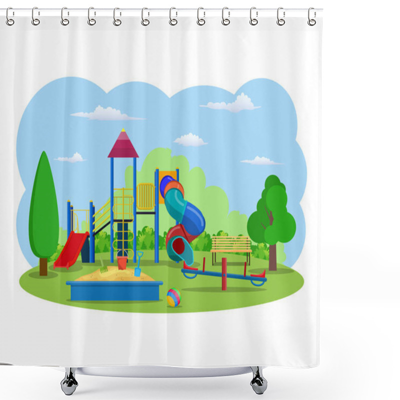 Personality  Kids Playground. Buildings For City Construction. Shower Curtains