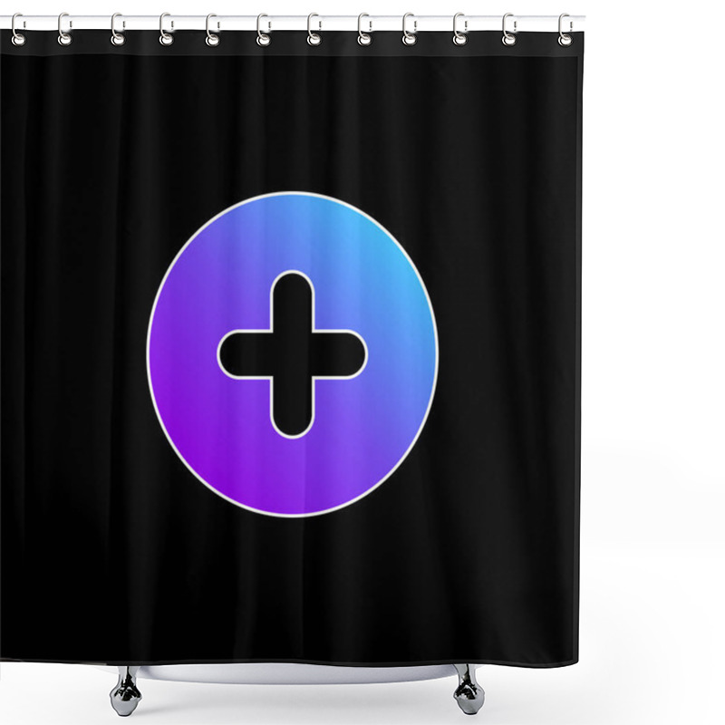 Personality  Add Round Button Blue Gradient Vector Icon Shower Curtains