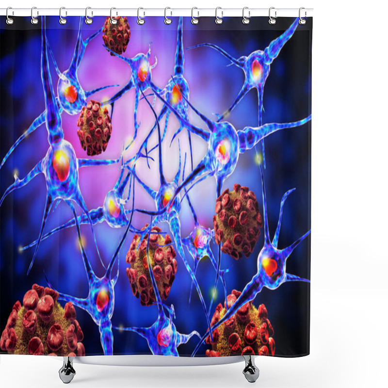 Personality  Viruses Attacking Nerve Cells Shower Curtains