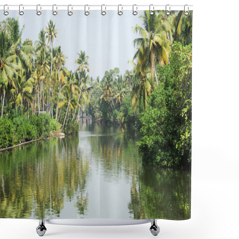 Personality  River On The Backwaters The Way From Kollam To Alleppey Shower Curtains