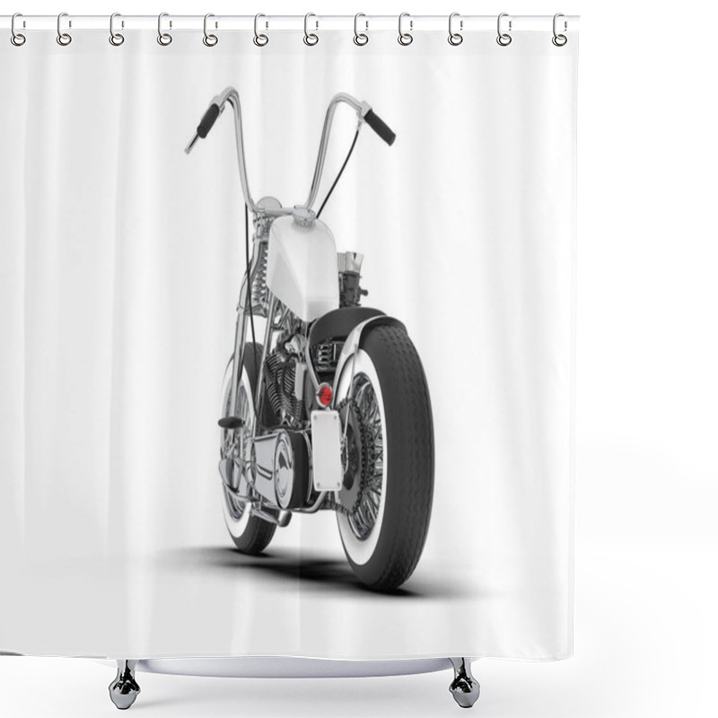 Personality  White Motorcycle Isolated On White Background. 3d Rendering - Illustration Shower Curtains