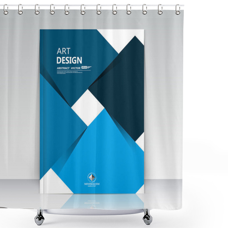 Personality  Abstract Composition. Text Frame Surface. A4 Brochure Cover. White Title Sheet. Creative Logo Figure. Ad Banner Form Texture. Blue Square Icon Label. Box Blocks Flyer Fiber. EPS10 Backdrop. Vector Art Shower Curtains