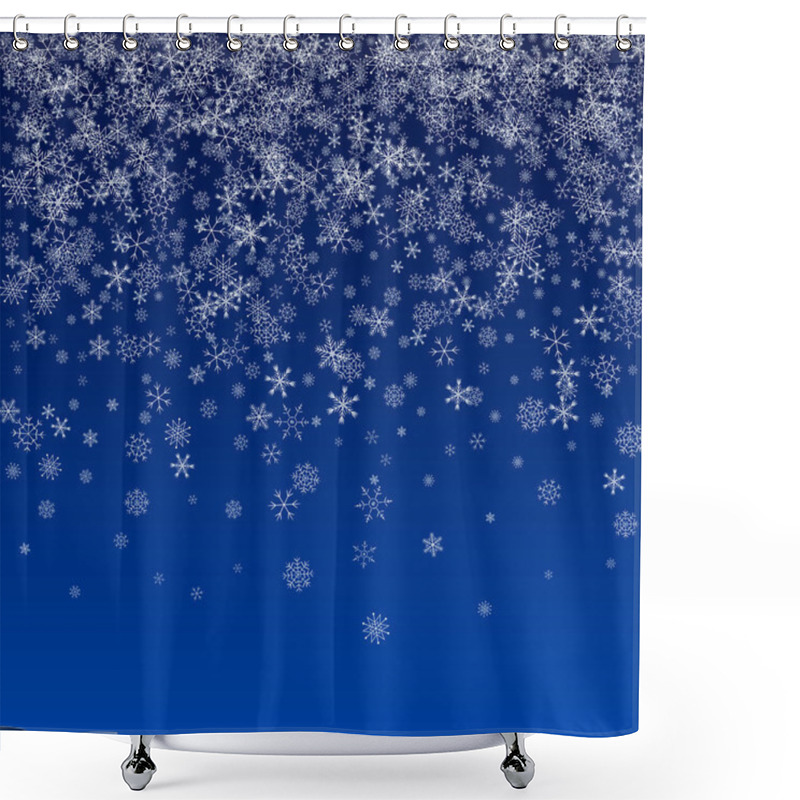 Personality  Gray Snowflake Vector Blue Background. Christmas  Shower Curtains