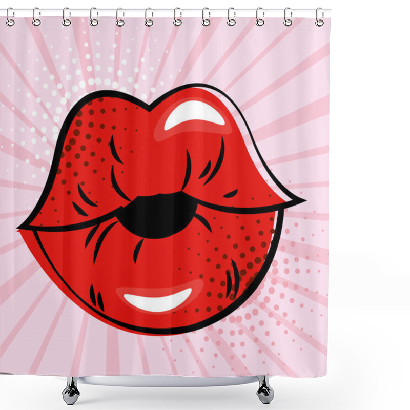 Personality  Isolated Sensual Lips On A Comic Page Vector Illustration Shower Curtains