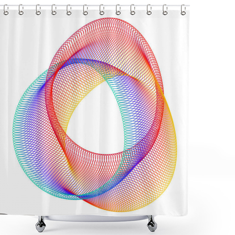 Personality  Design Elements. Wave Of Many Purple Lines Circle Ring. Abstract Vertical Wavy Stripes On White Background Isolated. Vector Illustration EPS 10. Colourful Waves With Lines Created Using Blend Tool Shower Curtains