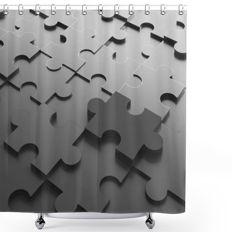 Personality  Black Jigsaw Puzzle, Pattern Texture Background In Business Concept. 3d Illustration Shower Curtains