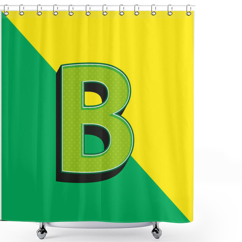 Personality  Bold Button Of Letter B Symbol Green And Yellow Modern 3d Vector Icon Logo Shower Curtains