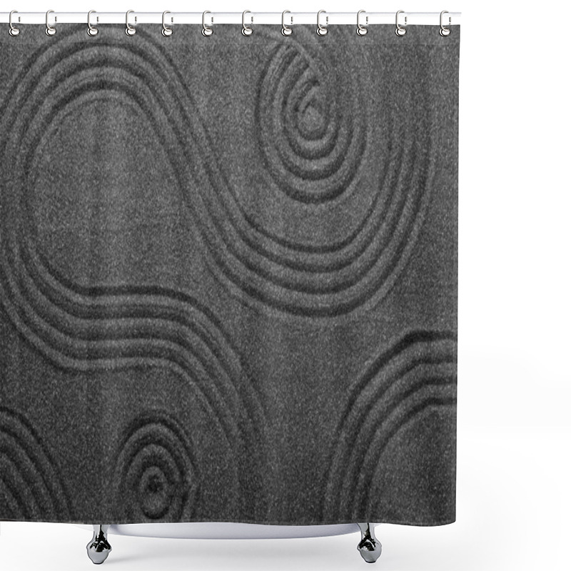 Personality  Pattern On Decorative Black Sand, Top View. Zen And Harmony Shower Curtains