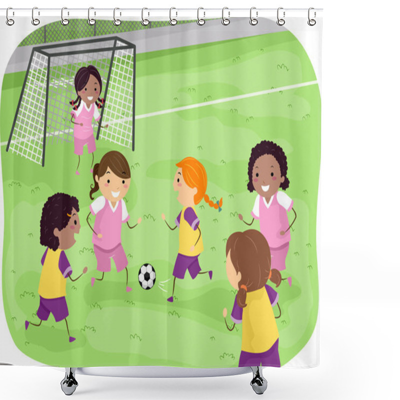 Personality  Girls Playing Soccer Shower Curtains