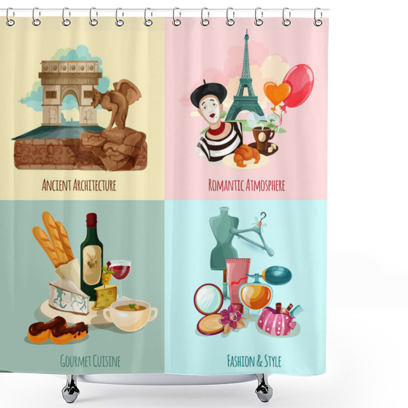 Personality  Paris Touristic Set Shower Curtains