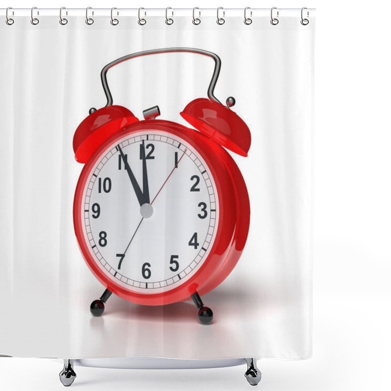 Personality  Abstract Alarm Clock On White Background. 3D Rendering.	 Shower Curtains