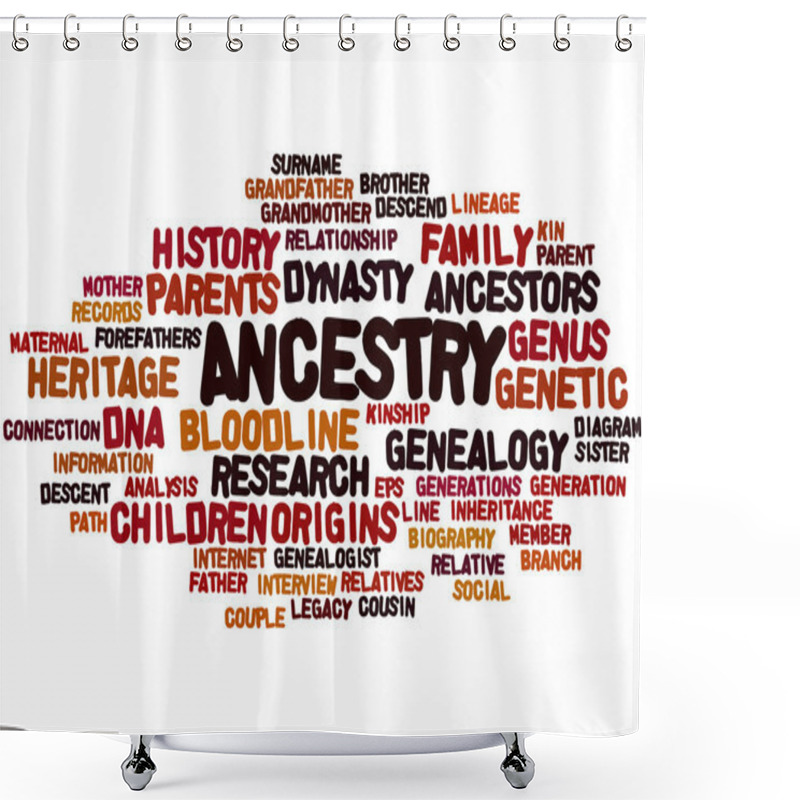 Personality  Ancestry, Word Cloud Concept 8 Shower Curtains