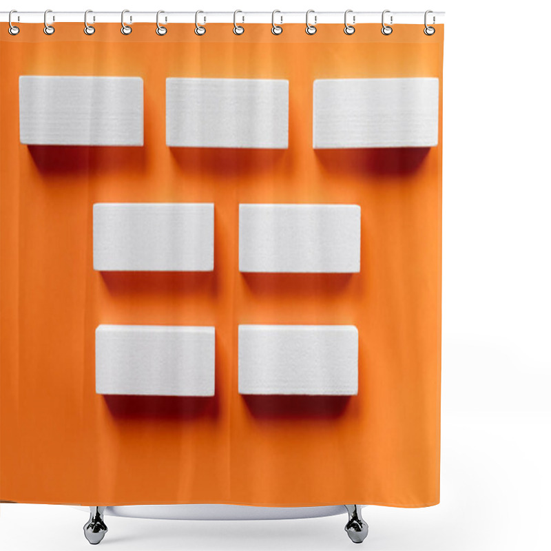 Personality  Top View Of White Blocks Horizontal Lines On Orange Background Shower Curtains