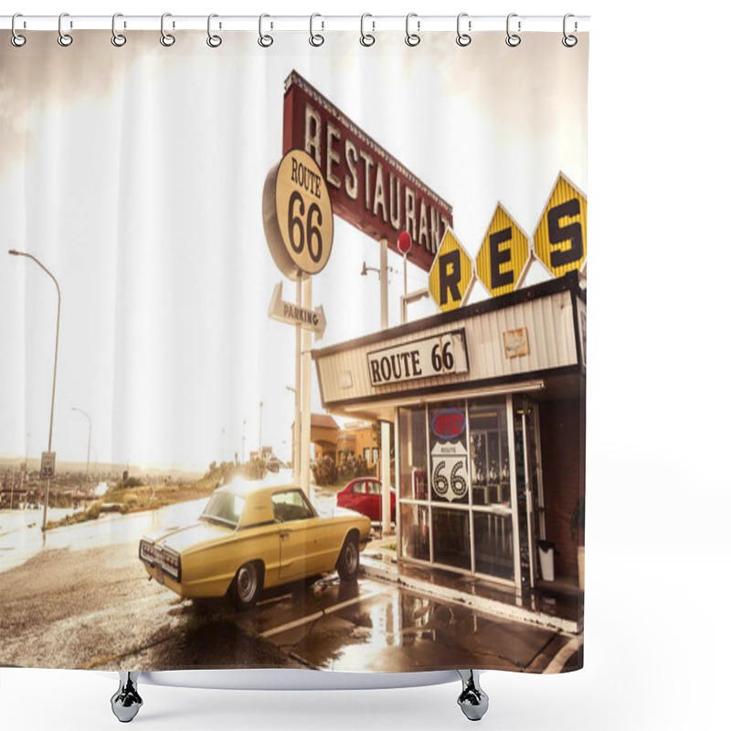 Personality  Restaurant Sign Along Historic Route 66 Shower Curtains