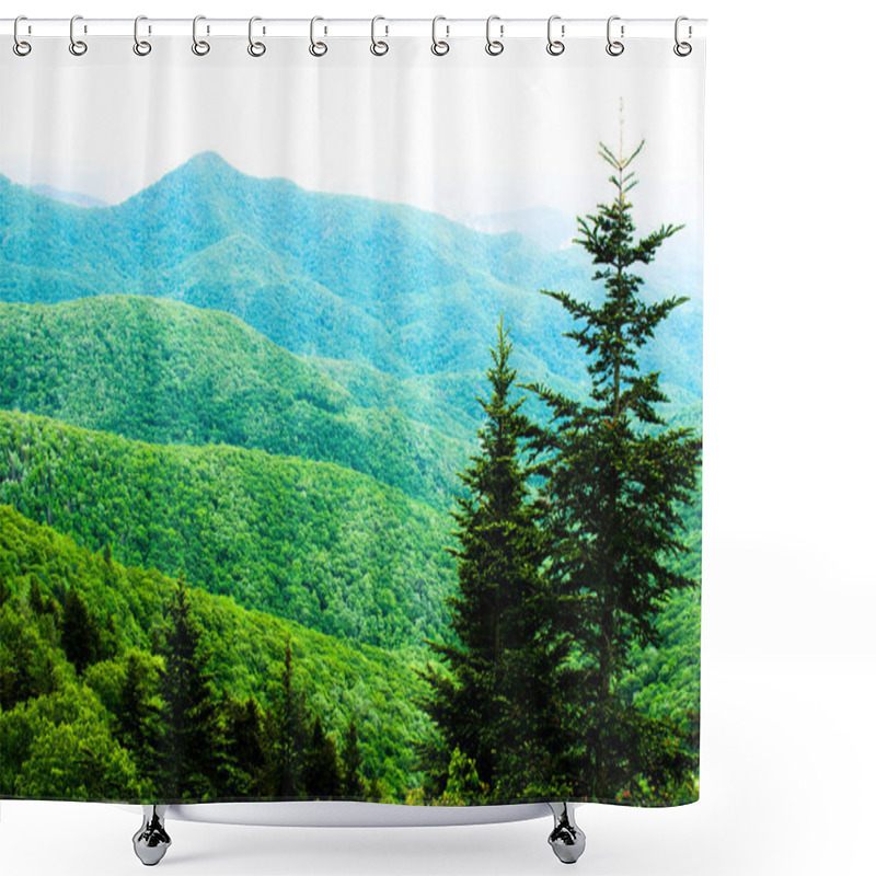 Personality  Great Smoky Mountains National Park, Foggy Rolling Hills And Green Trees   Shower Curtains