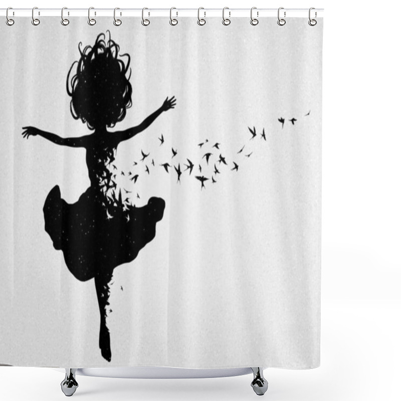 Personality  Flying Woman. Ascension To Heaven, Angel. Afterlife. Flying Bird Flock Shower Curtains