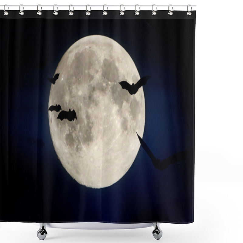 Personality  Flying Bats And Halloween Moon. Shower Curtains