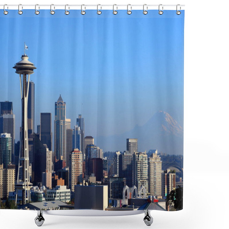 Personality  Seattle Skyline At Sunset, Washington State. Shower Curtains