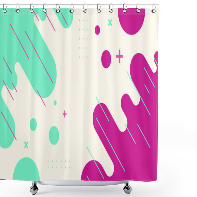 Personality  A Minimalist Abstract Pattern Featuring Vibrant Green And Pink Geometric Shapes On A White Background. Shower Curtains