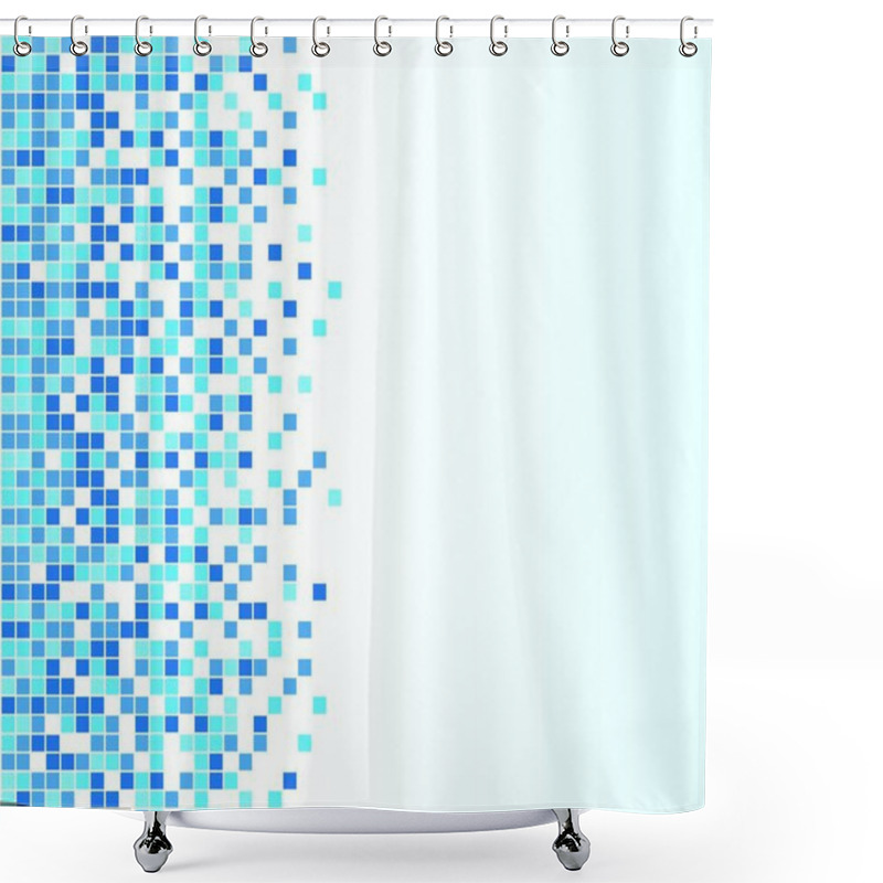 Personality  Vector Illustration Of Blue Checked Abstract Futuristic Concept Shower Curtains