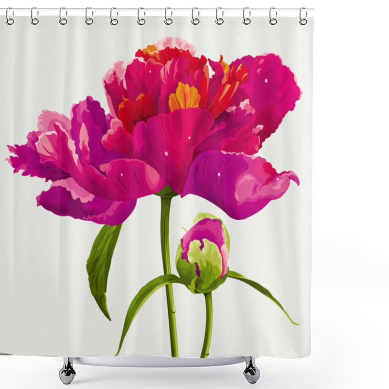 Personality  Red Peony Flower Shower Curtains