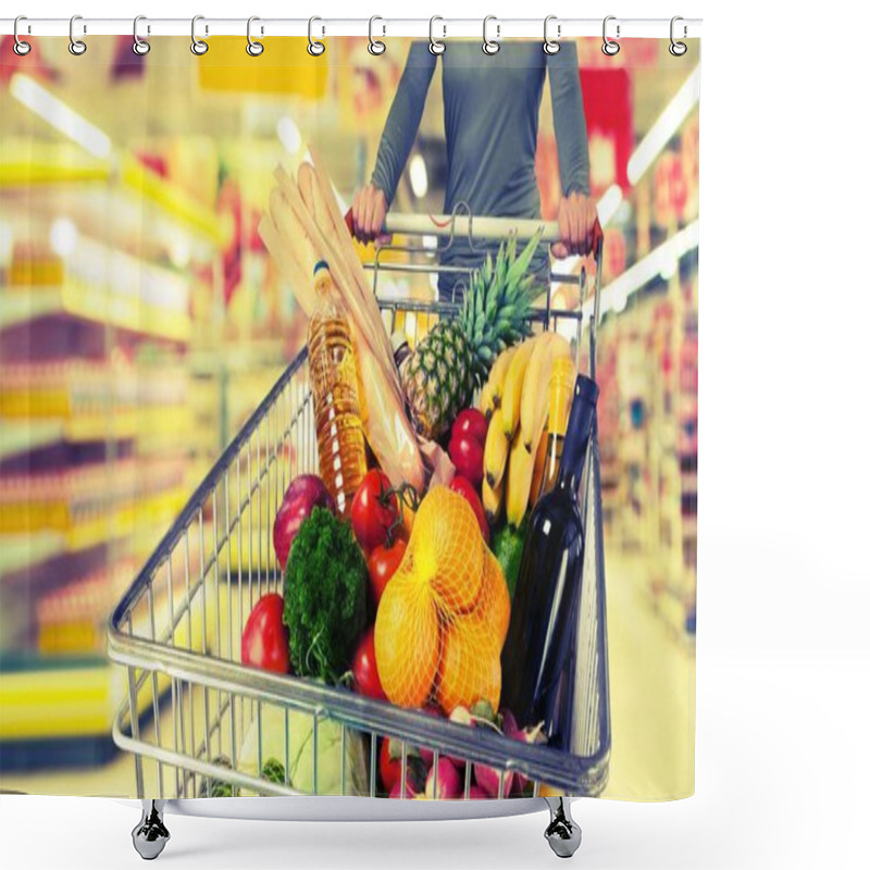 Personality  Woman With Cart Shopping Shower Curtains