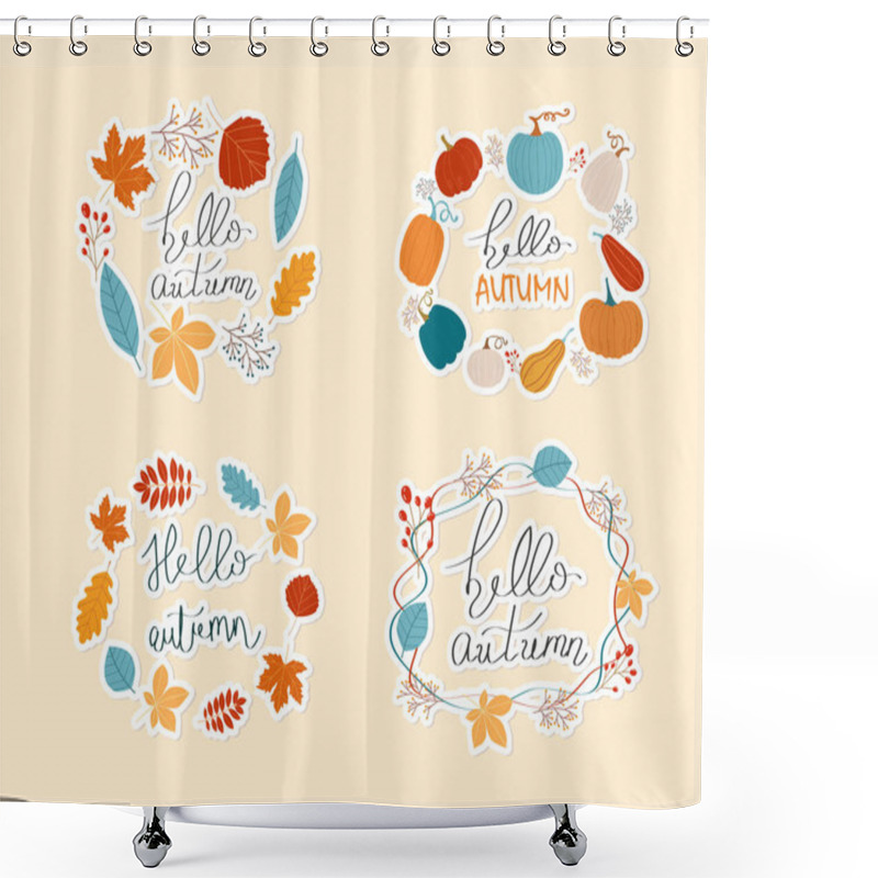 Personality  Hello Autumn Stickers Vector Shower Curtains