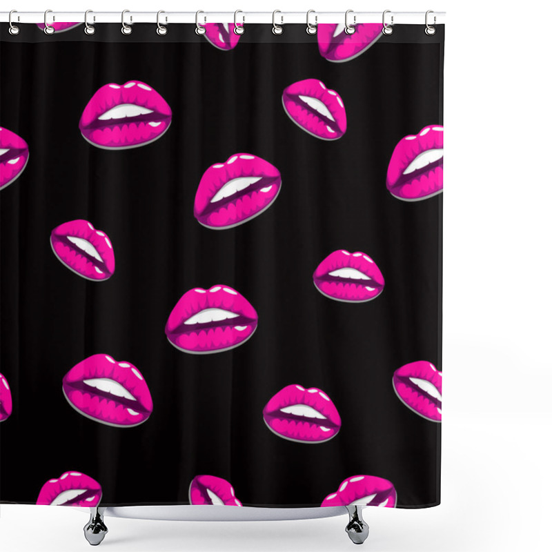 Personality  Seamless Pattern - Red Lips Kisses Prints Background Shower Curtains