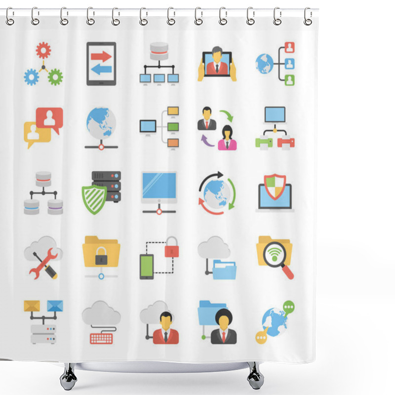 Personality  Collection Of Communication And Networking Icons  Shower Curtains