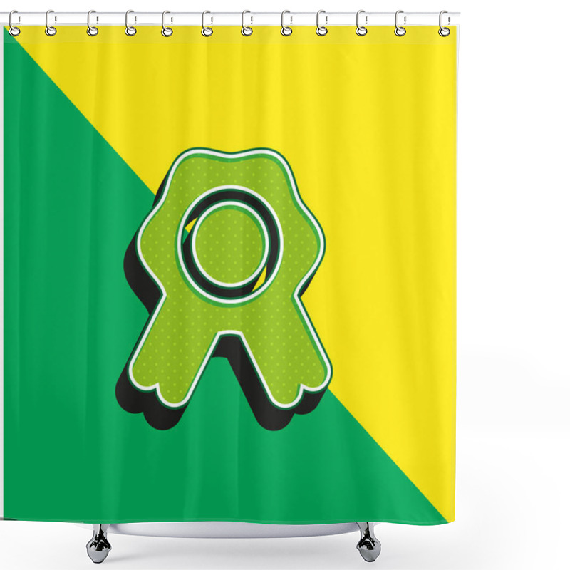 Personality  Badge With Ribbon Green And Yellow Modern 3d Vector Icon Logo Shower Curtains