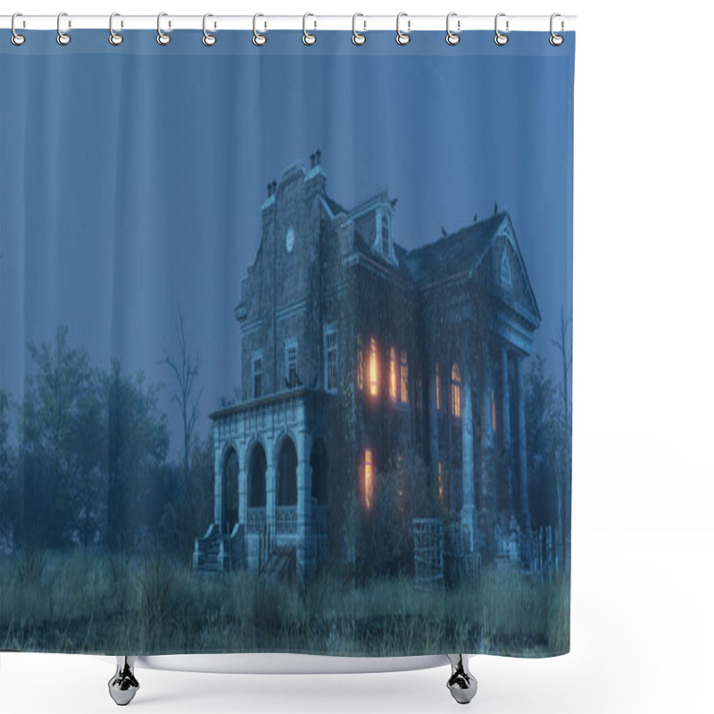 Personality  Southern Mansion Fantasy Architecture, 3D Illustration, 3D Rendering Shower Curtains