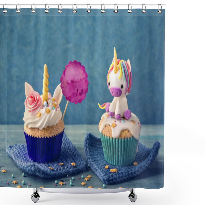 Personality  Unicorn Cupcake For Party Shower Curtains